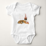 Tiger Partying - Animals Having a Party Baby Bodysuit<br><div class="desc">A cute illustration of a tiger partying and having fun! Tiger wearing a traffic cone party hat and blowing party horn with confetti raining down on it. Let the celebrations begin! Perfect for anyone who loves funny animal illustrations. Ideal for a birthday gift, nursery decor, kids room art, home decor,...</div>