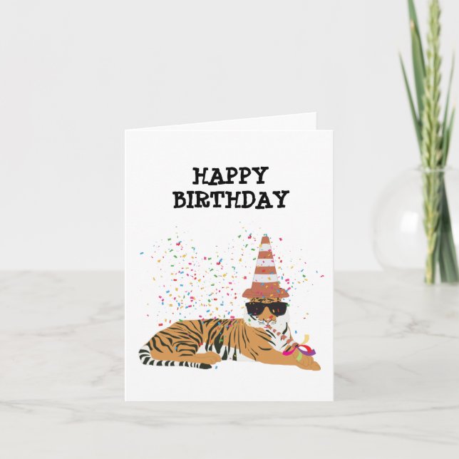 Tiger Partying - Animals Having a Party Card (Front)