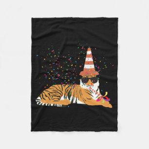 Tiger Partying Animals Having A Party  Fleece Blanket