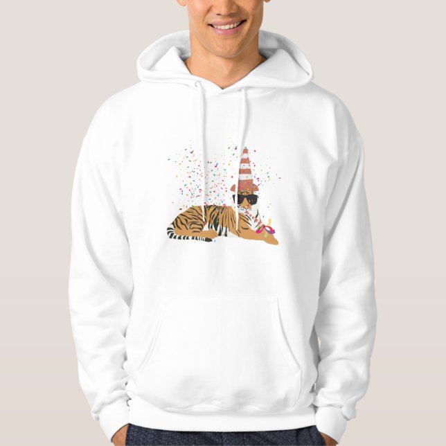 Tiger Partying - Animals Having a Party Hoodie (Front)