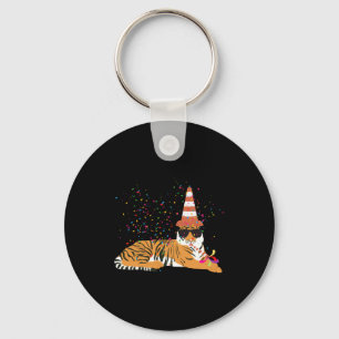 Tiger Partying Animals Having A Party  Key Ring
