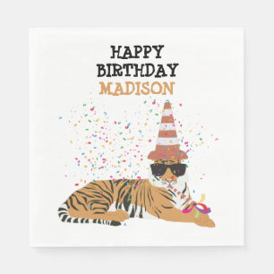 Tiger Partying - Animals Having a Party  Napkin
