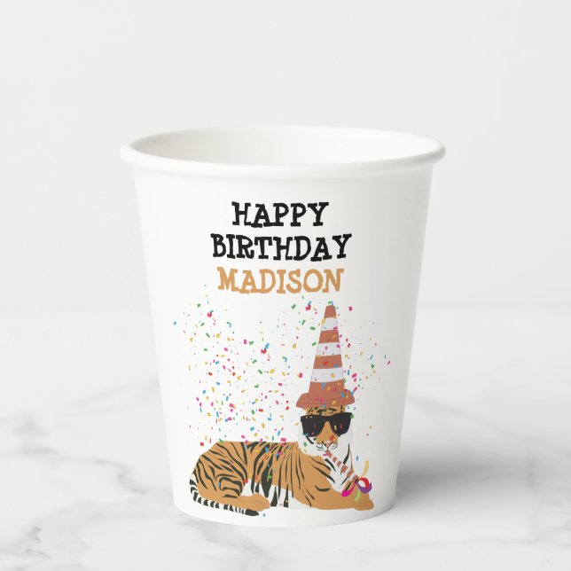 Tiger Partying - Animals Having a Party Paper Cups (Front)