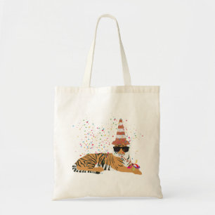 Tiger Partying - Animals Having a Party Tote Bag