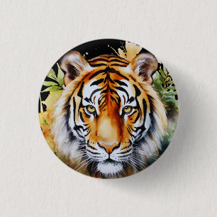 Tiger Pastel Flowers Safari Watercolor Savannah 3 Cm Round Badge