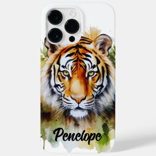 Tiger Pastel Flowers Safari Watercolor Savannah Case-Mate iPhone 14 Pro Max Case
