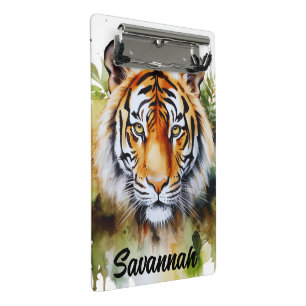Tiger Pastel Flowers Safari Watercolor Savannah Mini Clipboard