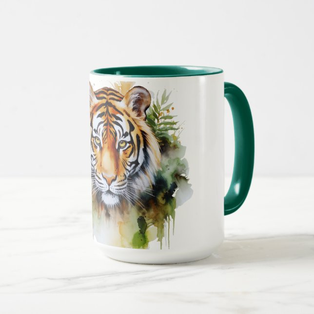 Tiger Pastel Flowers Safari Watercolor Savannah Mug (Front Right)