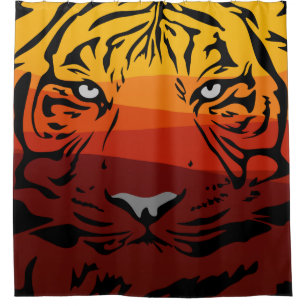 Tiger pattern animal design flat texture colourful shower curtain