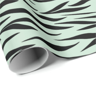 Tiger Pattern Anniversary Menthol Green Seamless Wrapping Paper