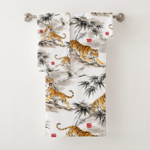 tiger pattern bath towel set
