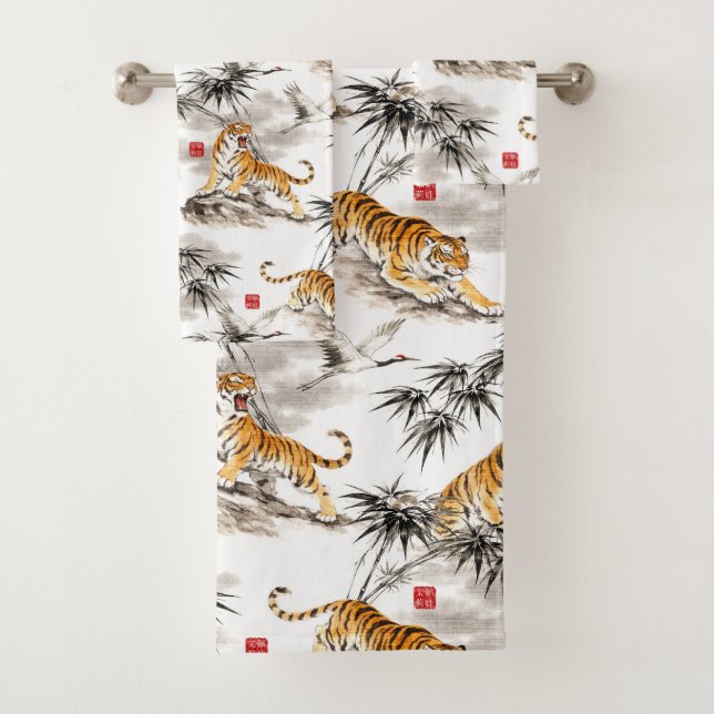 tiger pattern bath towel set (Insitu)