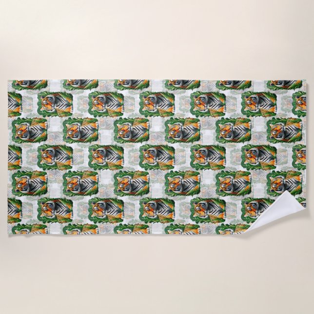 Tiger Pattern Design  Beach Towel (Front)