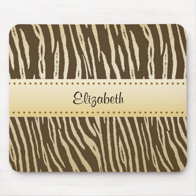 Tiger Pattern Elegant Brown Gold Animal Stripes Mouse Mat (Front)