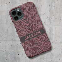 Tiger Pattern in Red and Gray with Name