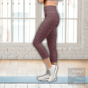 Tiger Pattern in Red Capri Leggings