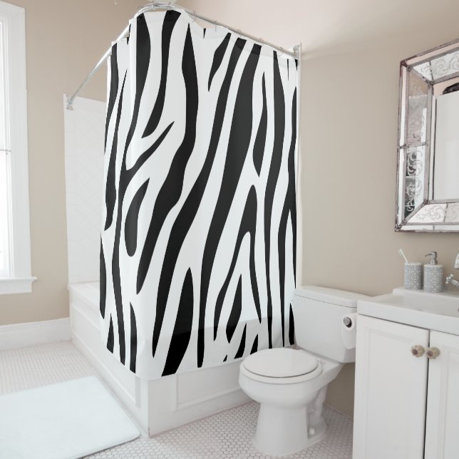 Tiger Pattern in Vector Shower Curtain (In Situ)