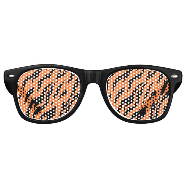 Tiger Pattern Print  Retro Sunglasses (Front)