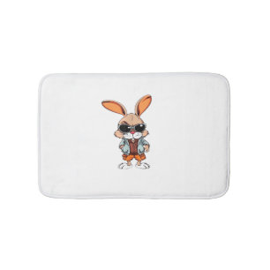 Tiger Pattern Rabbit Easter Bunny for Kids Bath Mat