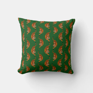 Tiger Pattern with Green Background Cushion