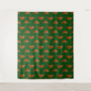 Tiger Pattern with Green Background Tapestry