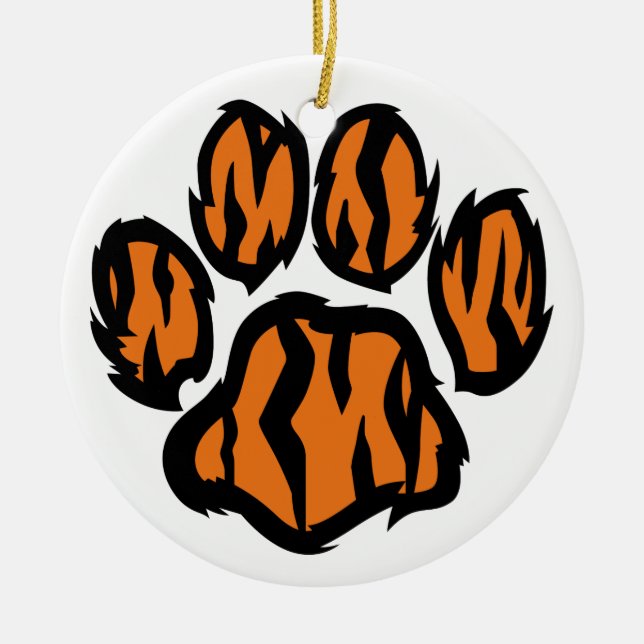 Tiger Paw Ceramic Tree Decoration (Front)