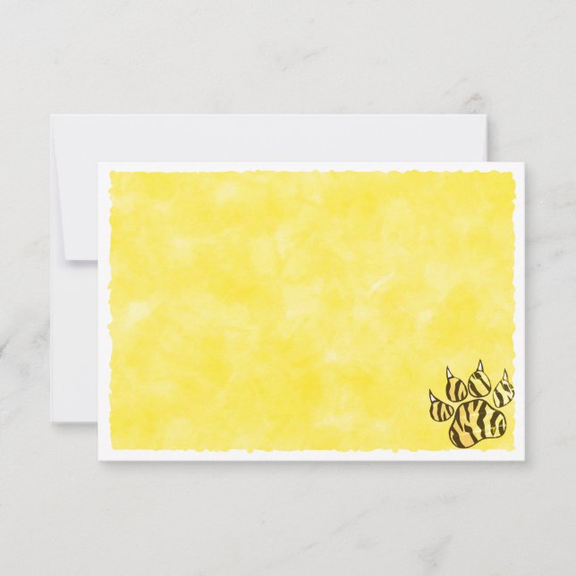 Tiger Paw Print Blank Watercolor Card (Front)