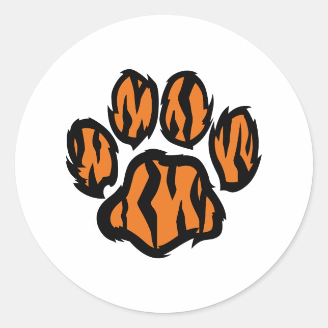 TIGER PAW PRINT CLASSIC ROUND STICKER (Front)