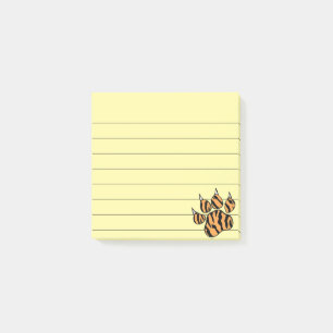 Tiger Paw Print Drawing Lined 3x3 Post-it Notes