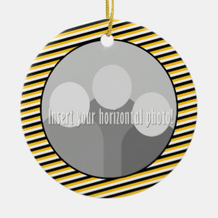 Tiger Paw Print Photo Frame with Stripes Ceramic Tree Decoration