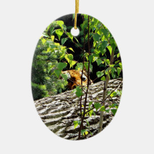 Tiger Peek-a-boo Ornamnet Ceramic Tree Decoration