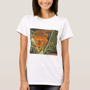Tiger Peeking Out From Grass By Henri Rousseau T-Shirt