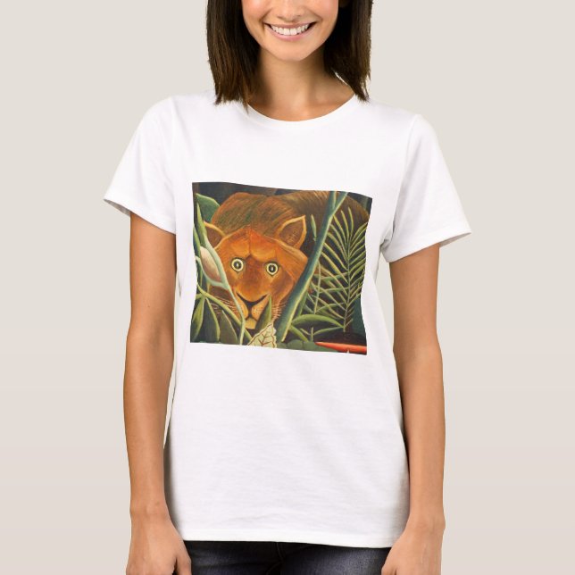 Tiger Peeking Out From Grass By Henri Rousseau T-Shirt (Front)