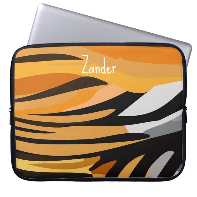 "Tiger Pelt" Customisable Laptop Sleeve (Front)