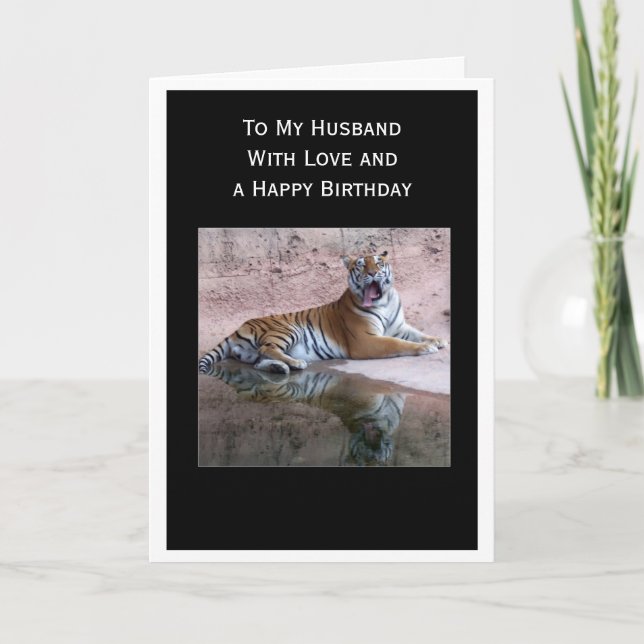 Tiger Personalised Husband Birthday Card (Front)