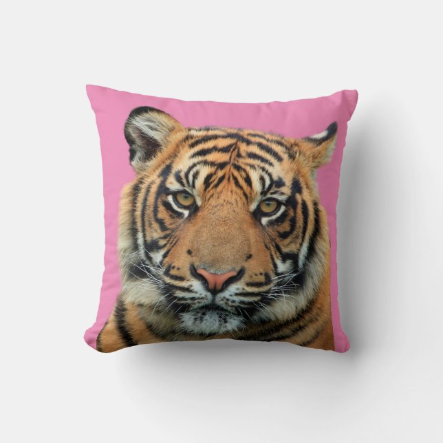 TIGER PINK ORANGE THROW PILLOW (Front)