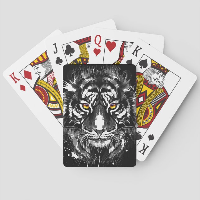 Tiger Playing Cards | Black and White Tiger (Back)