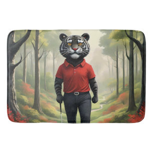 Tiger Playing Golf In The Woods, Bath Mat