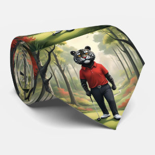 Tiger Playing Golf In The Woods, Tie