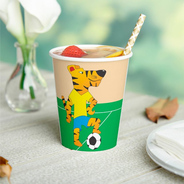 Tiger Playing Soccer Paper Cups (Creator Uploaded)