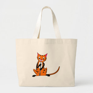 Tiger Playing the Oboe Large Tote Bag