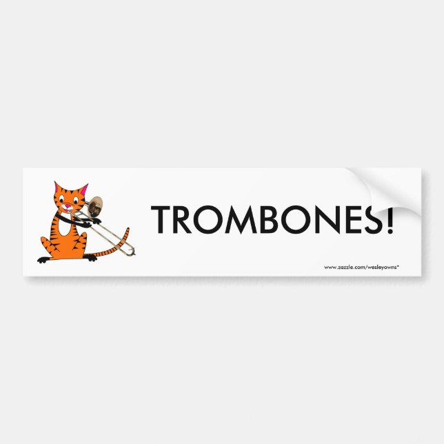 Tiger Playing the Trombone Bumper Sticker (Front)