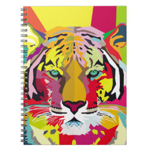 Tiger Pop Art Portraitart, pop, tiger, animal, fac Notebook
