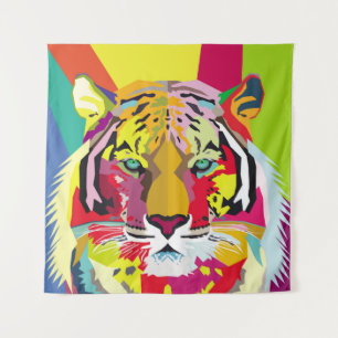 Tiger Pop Art Portraitart, pop, tiger, animal, fac Tapestry