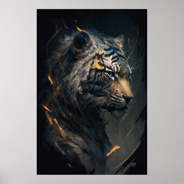 Tiger Portrait Animal Nature Wildlife Painting Art Poster (Front)