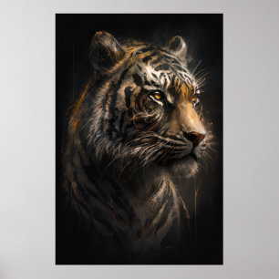 Tiger Portrait Animal Nature Wildlife Painting Art Poster
