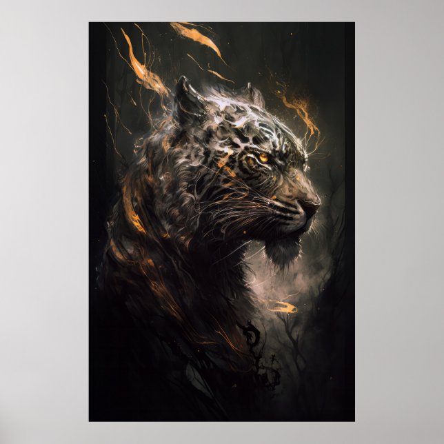 Tiger Portrait Animal Nature Wildlife Painting Art Poster (Front)
