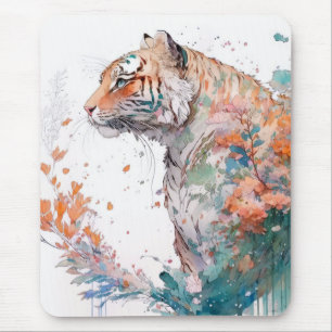 Tiger Portrait Animal Painting Wildlife Outdoors Mouse Mat