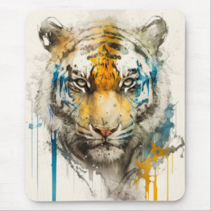 Tiger Portrait Animal Painting Wildlife Outdoors  Mouse Mat