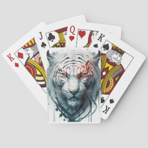 Tiger Portrait Animal Painting Wildlife Outdoors  Playing Cards